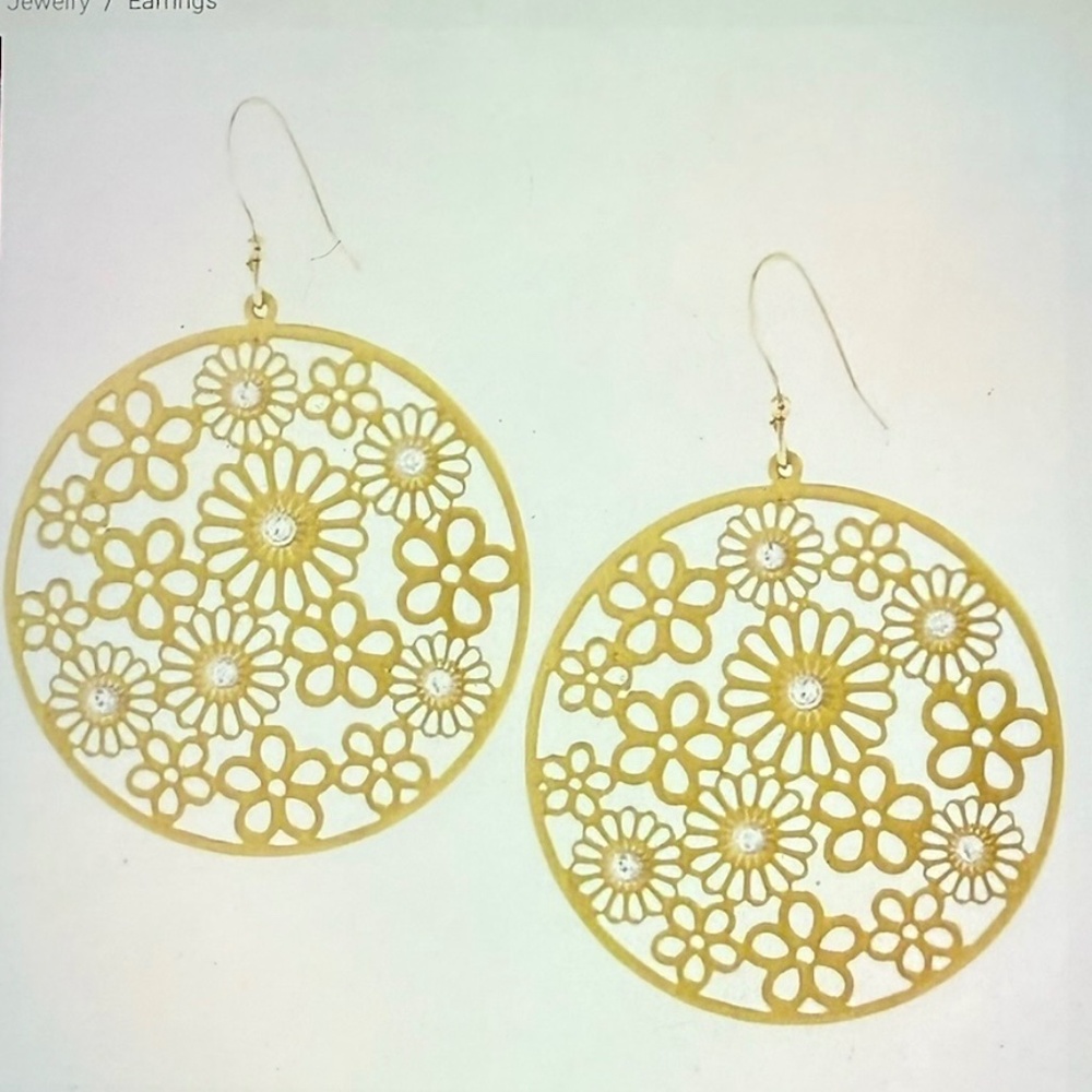 NEW BRIGHTON women's posey disc french wire earrings in gold. NWT